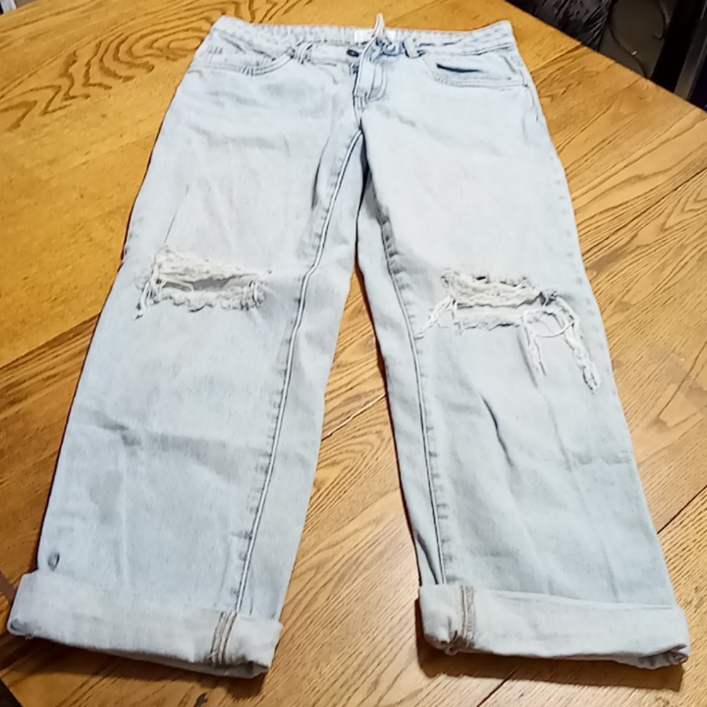 COTTON ON Jeans 4 Women's BLUE Denim Low Rise Straight Preowned Distressed